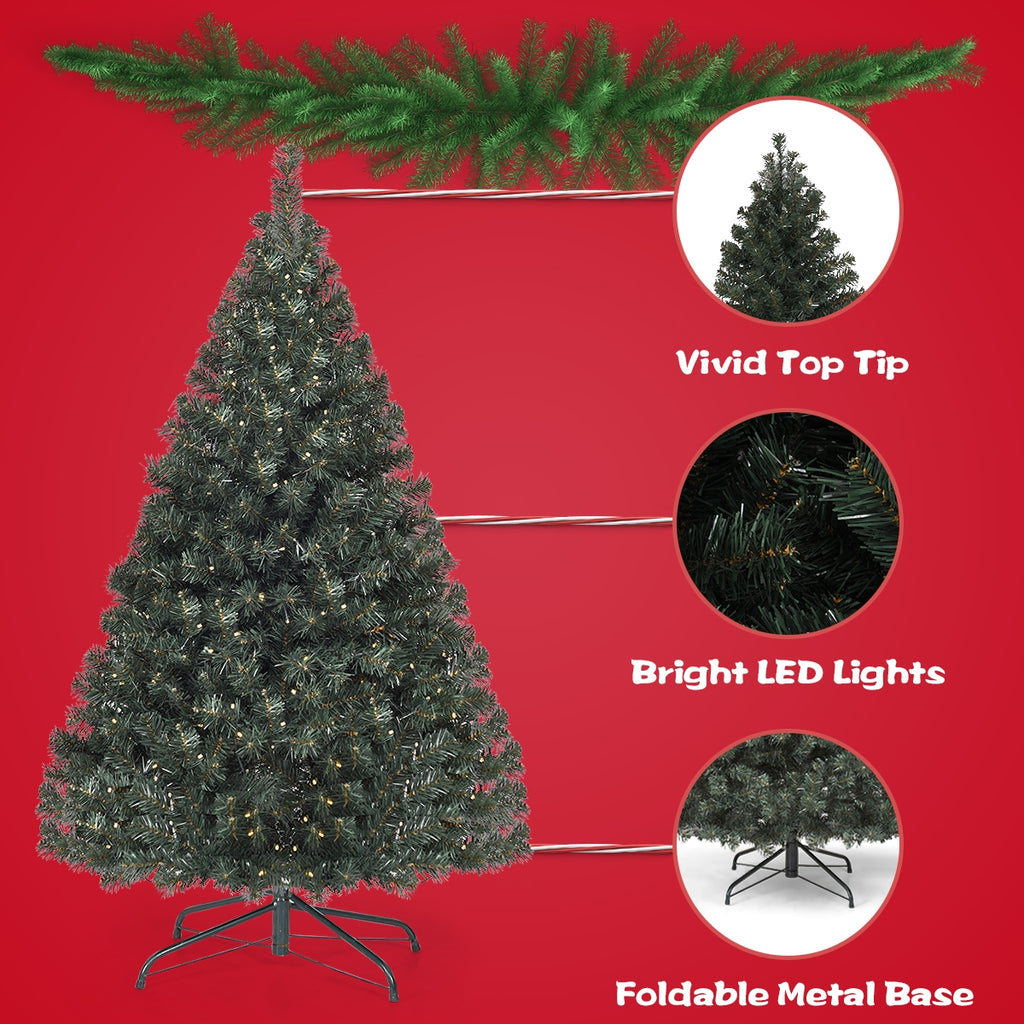 Pre-lit Artificial Christmas Tree 4.5 Feet PVC Hinged Holiday Tree