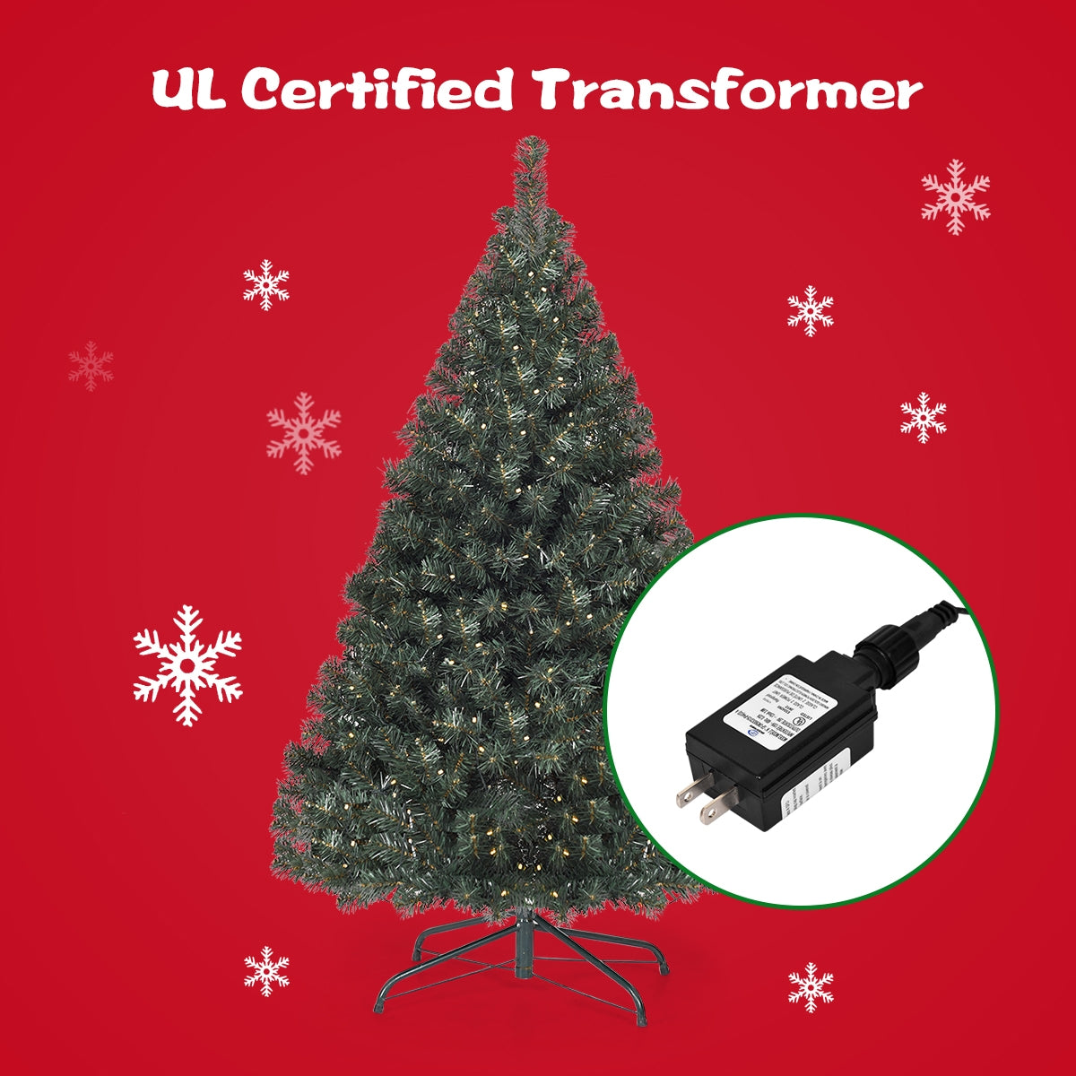 Pre-lit Artificial Christmas Tree 4.5 Feet PVC Hinged Holiday Tree