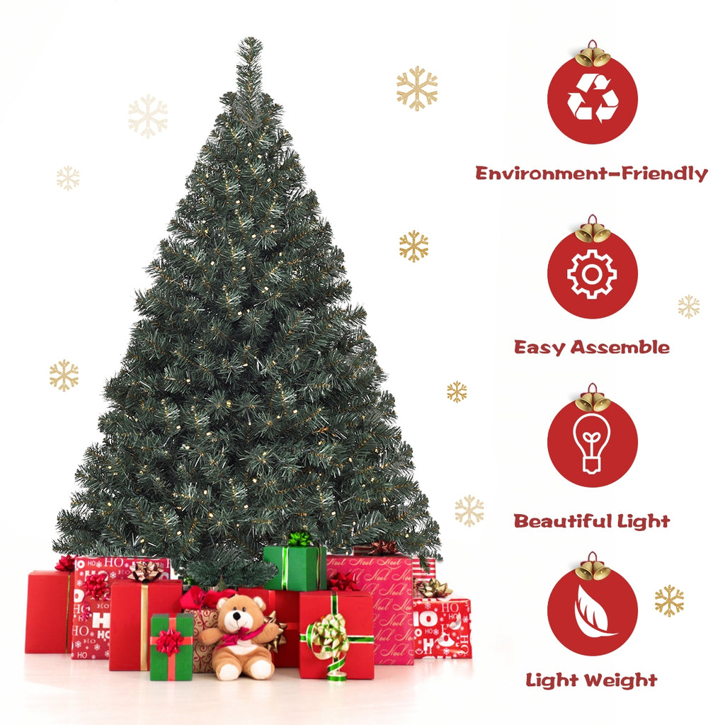 Pre-lit Artificial Christmas Tree 4.5 Feet PVC Hinged Holiday Tree