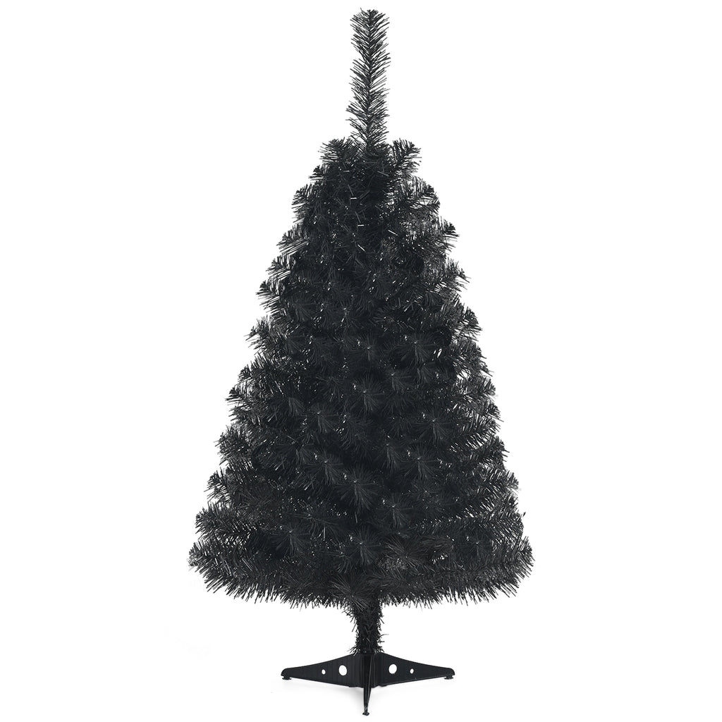 Black 36 Inch Unlit Artificial Christmas Mini Tree with Plastic Stand
