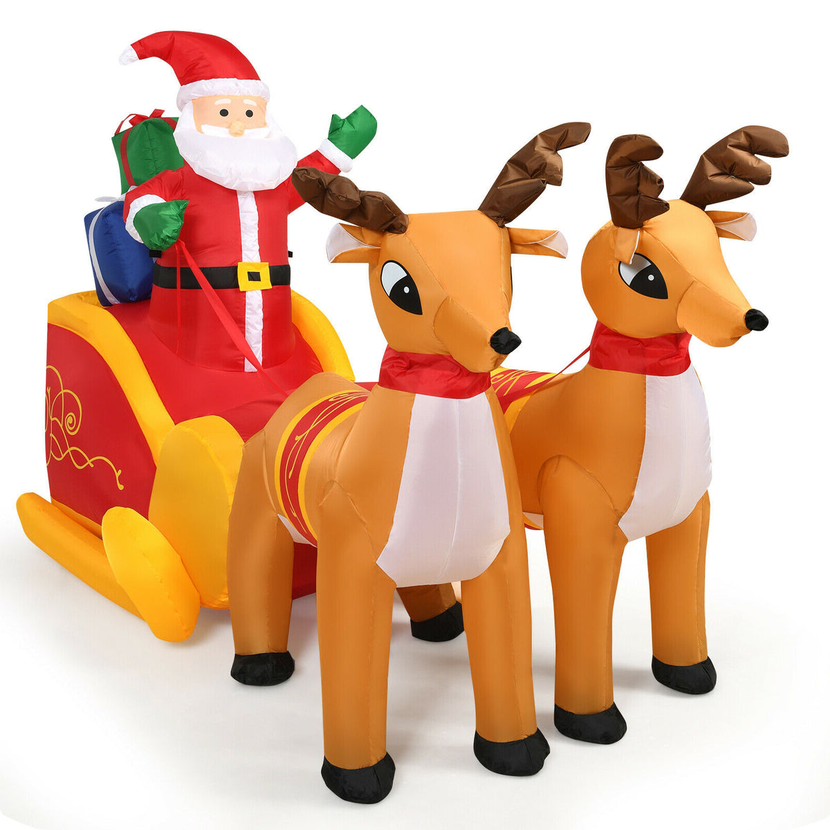 Lighted Christmas Inflatable Santa on Helicopter with Penguin - Santa in Airplane Variation