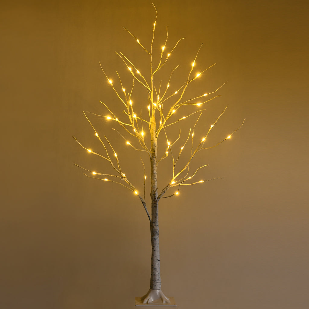 4 ft Pre-lit White Birch Tree for Christmas Holiday Indoor Decor with LED Lights