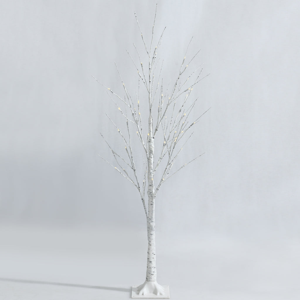4 ft Pre-lit White Birch Tree for Christmas Holiday Indoor Decor with LED Lights