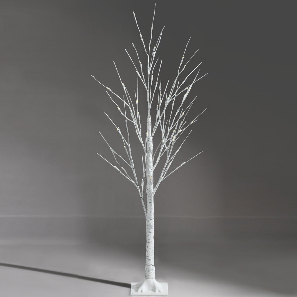 4 ft Pre-lit White Birch Tree for Christmas Holiday Indoor Decor with LED Lights