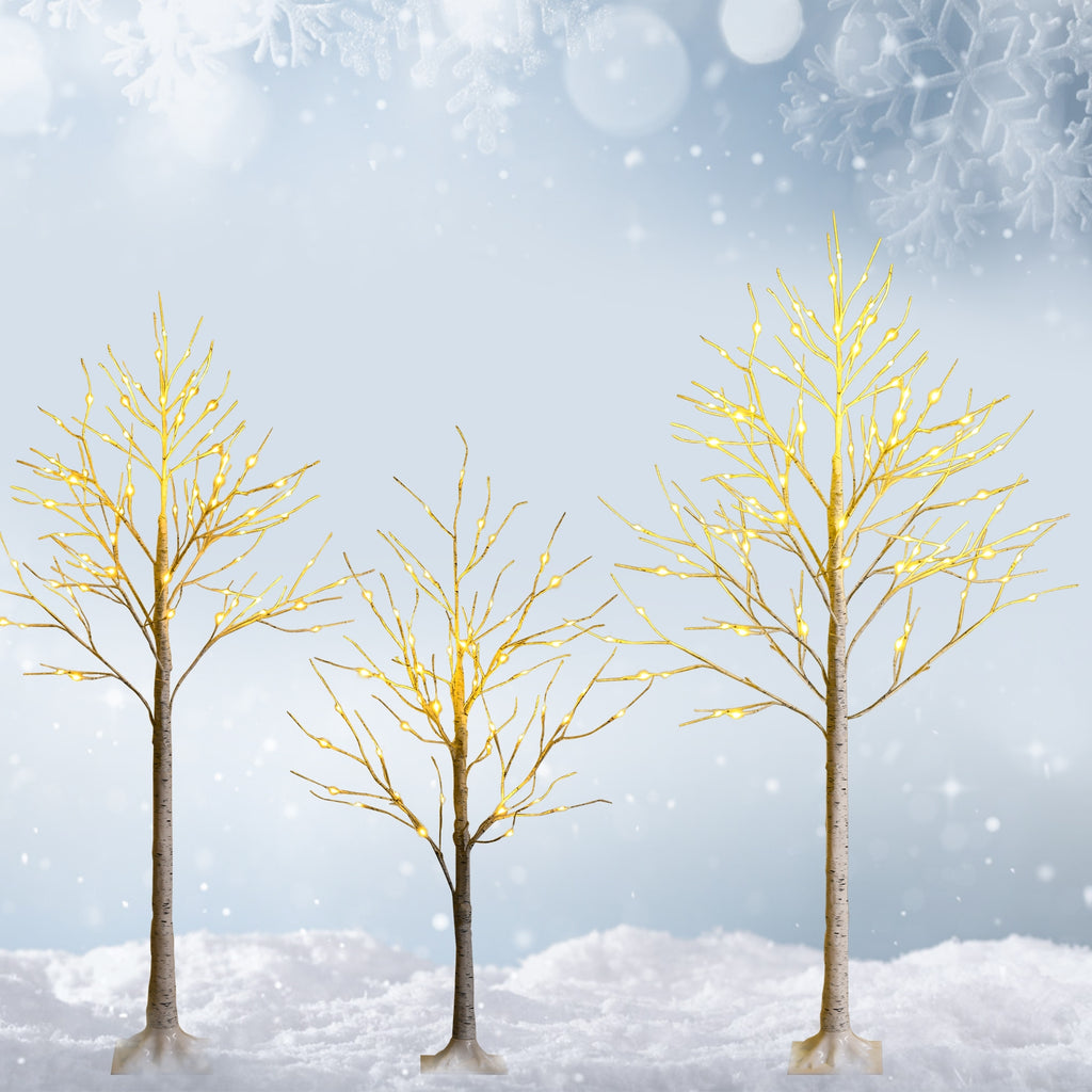 5 Feet Pre-lit Birch Tree with 72 LED Lights Indoor Christmas Decoration