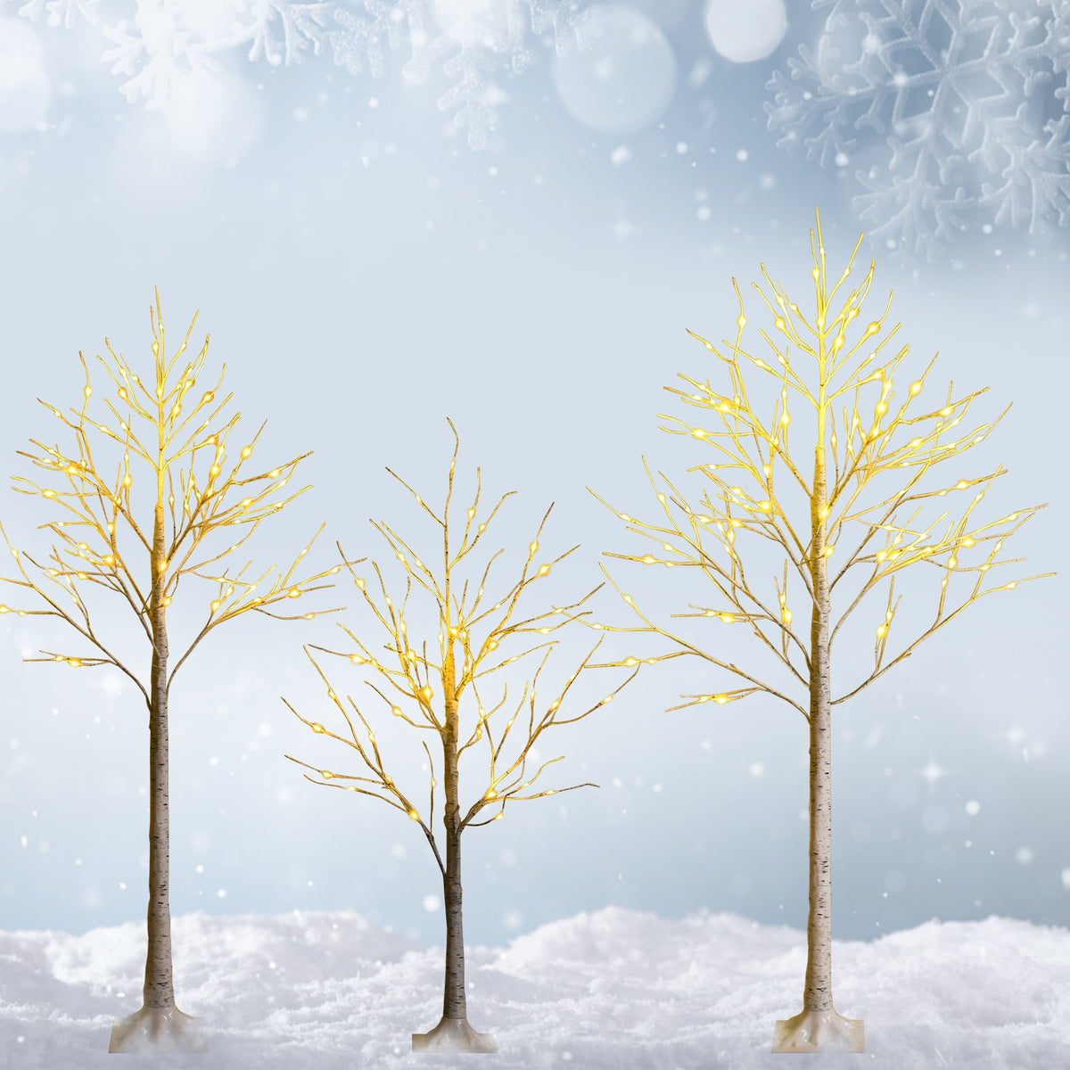 5 Feet Pre-lit Birch Tree with 72 LED Lights Indoor Christmas Decoration