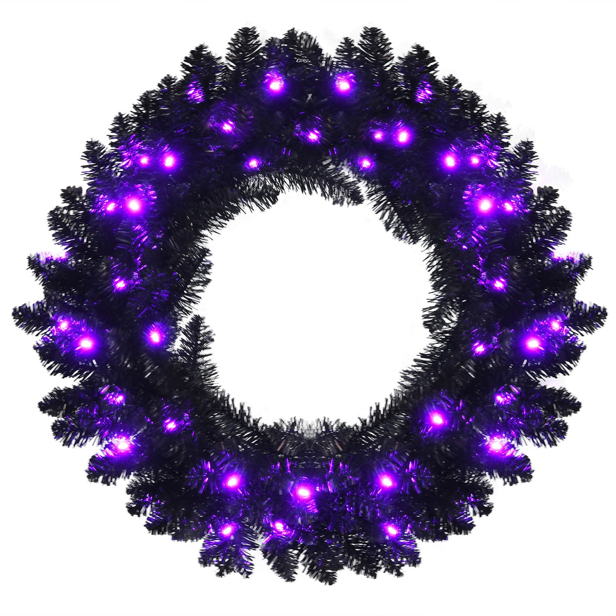24 Inch Pre-lit Halloween Wreath with Purple LED Lights - Variation of THIS listing
