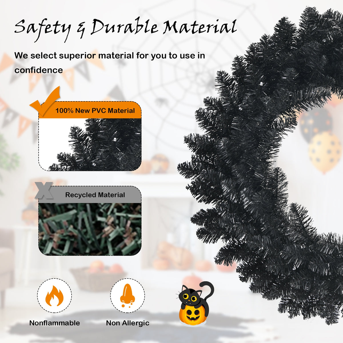 24 Inch Pre-lit Halloween Wreath with Purple LED Lights - Variation of THIS listing