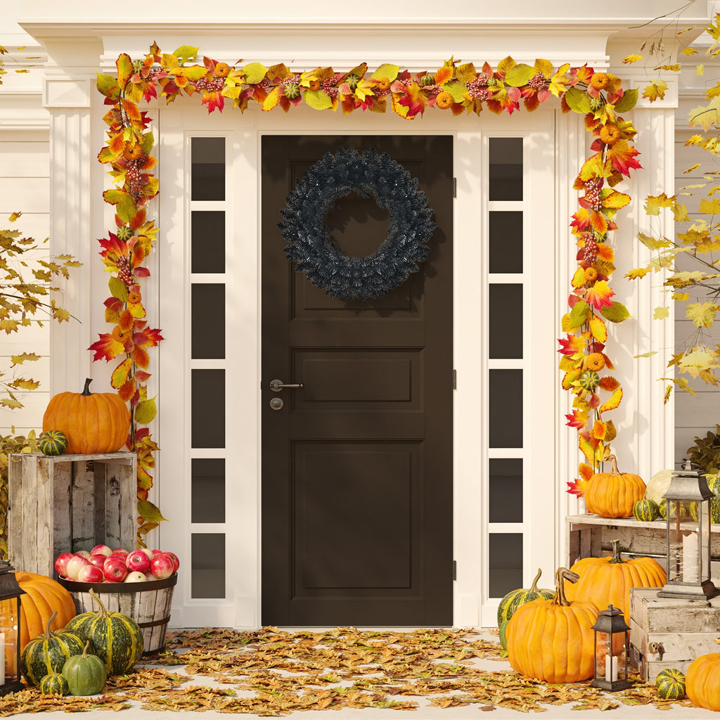24 Inch Pre-lit Halloween Wreath with Purple LED Lights - Variation of THIS listing