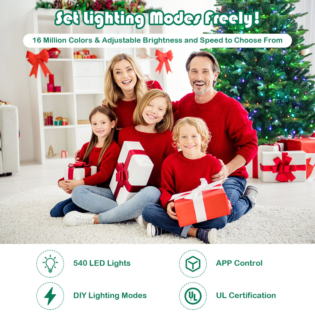 7 ft Pre-lit Artificial Christmas Tree with App-Controlled LED Lights