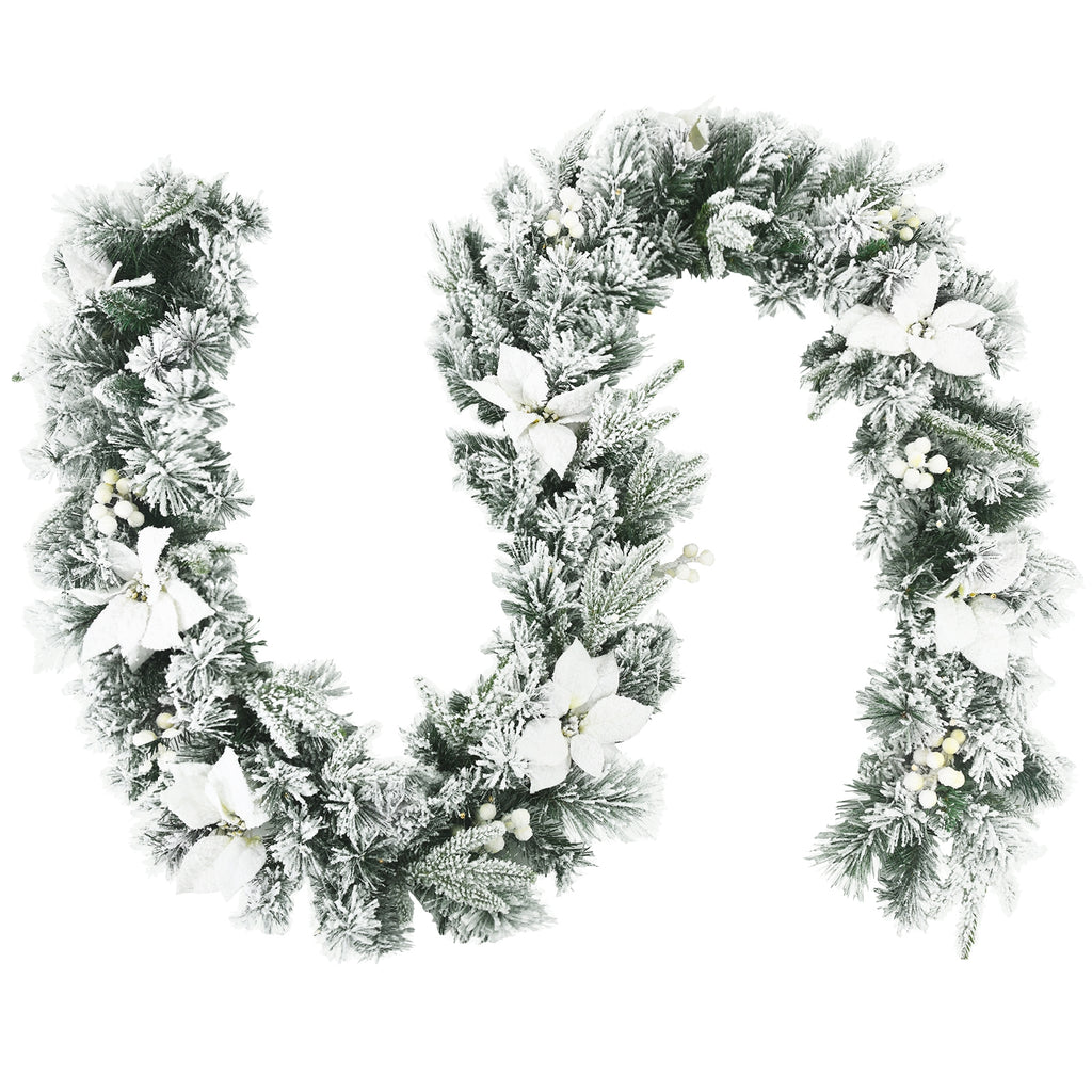 Silver Leaf 9ft Pre-Lit Artificial Christmas Garland with LED Lights
