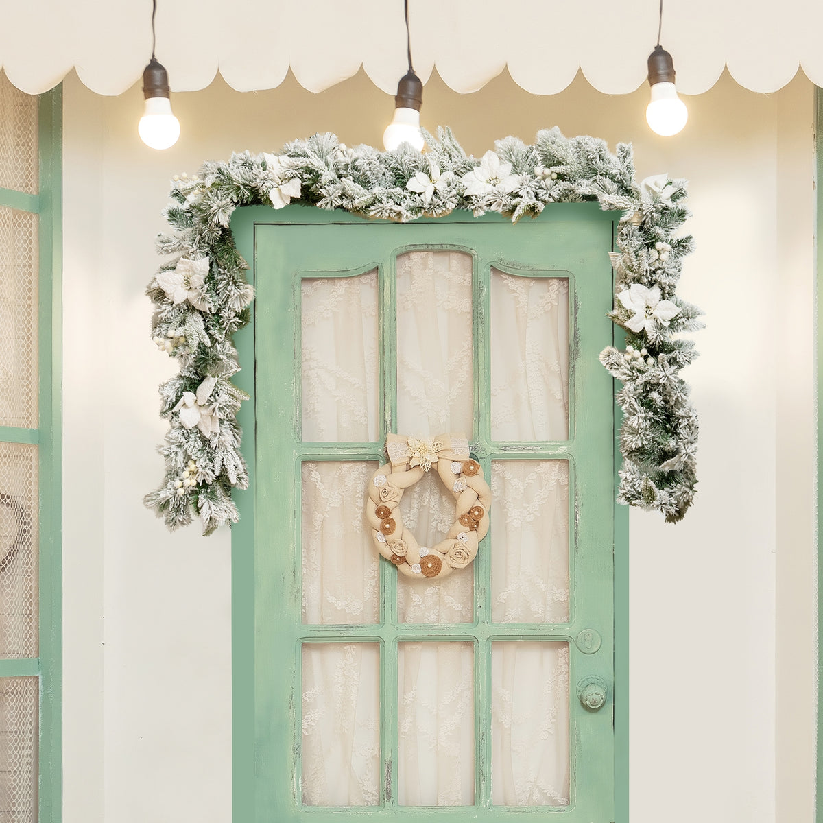 Snow Flocked 9 Feet Pre-Lit Artificial Christmas Garland with 50 LED Lights - White Berries