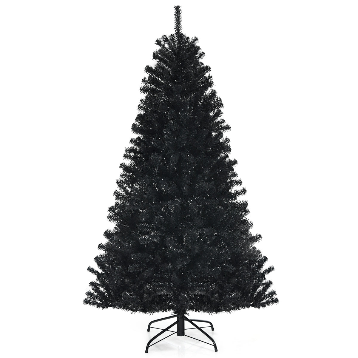 Black Artificial Christmas Halloween Tree with 6ft Purple LED Lights - Costway
