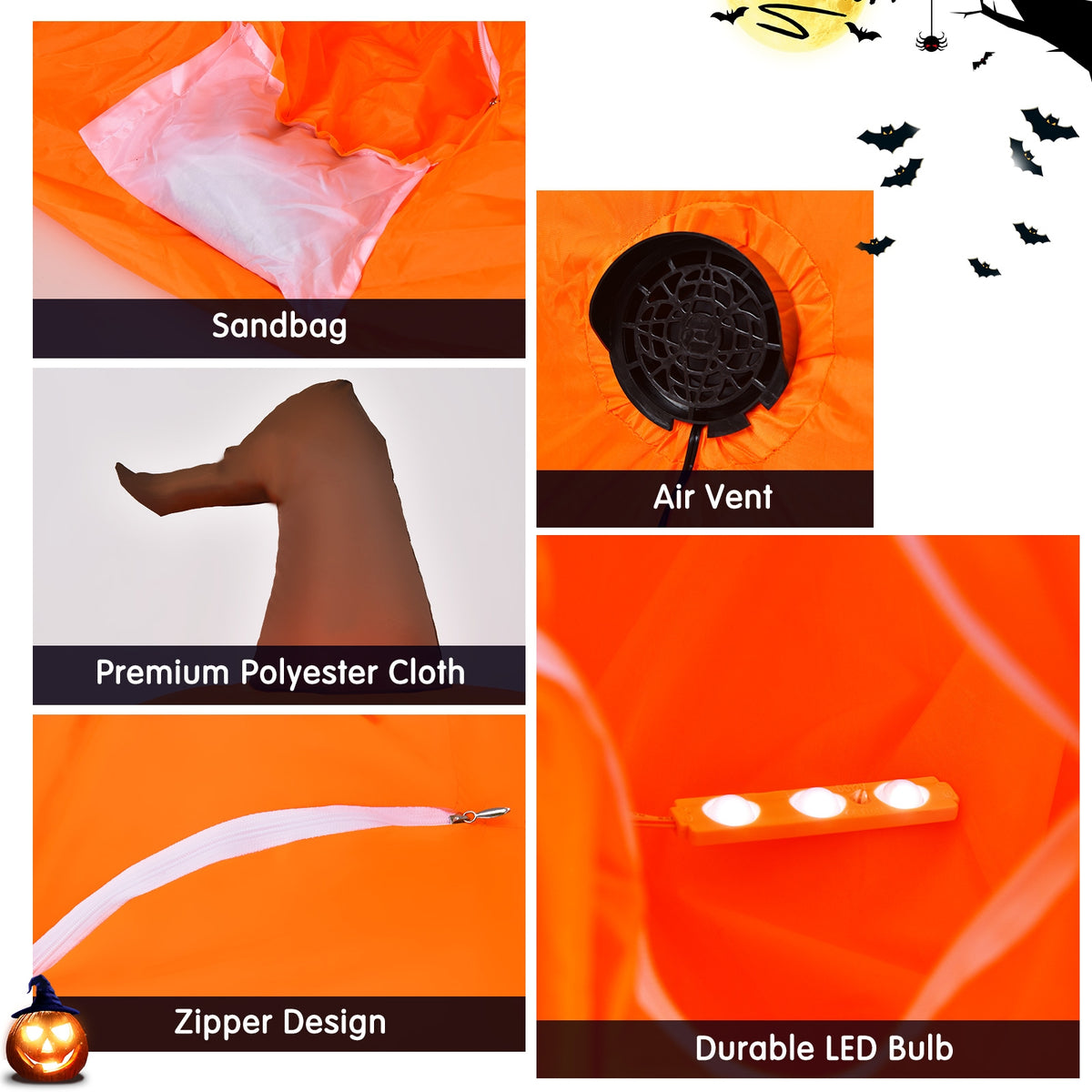 Halloween Inflatable Pumpkin with Built-In LED Light, 4 Feet Indoor Outdoor Decor