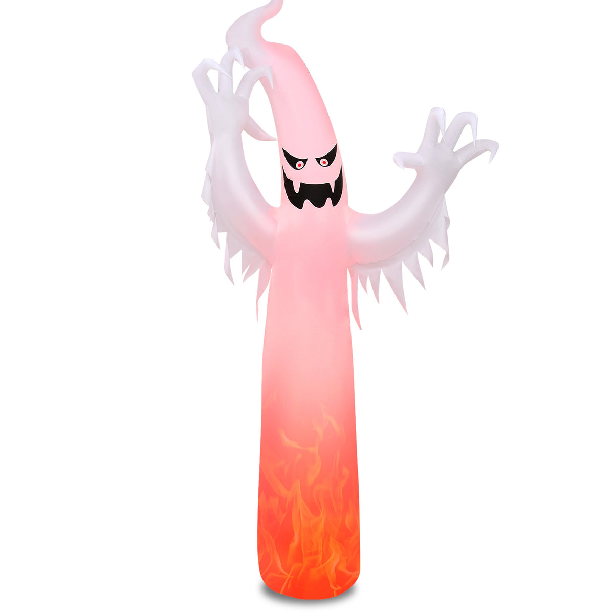 12 Feet Halloween Inflatable Ghost with Flame LED Lights - Yard Decor