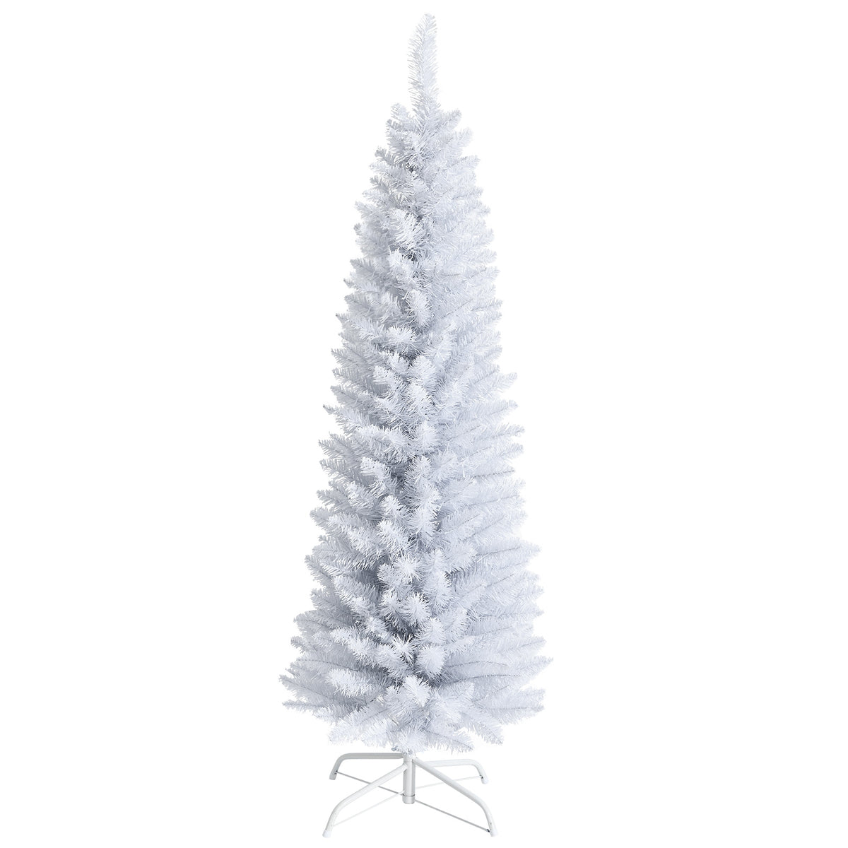 Artificial Christmas Pencil Tree - 6 Ft with Folding Metal Stand - White