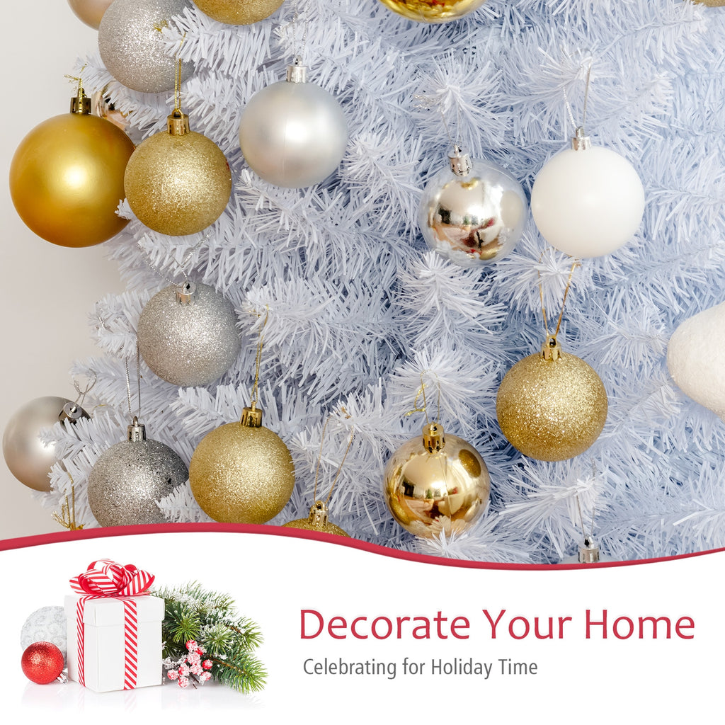 Artificial Christmas Pencil Tree - 6 Ft with Folding Metal Stand - White
