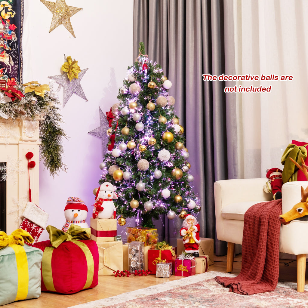 5 Ft Pre-Lit Multi-Colored Fiber Optic Artificial Christmas Tree - Costway