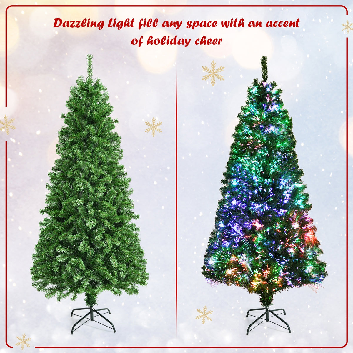 5 Ft Pre-Lit Multi-Colored Fiber Optic Artificial Christmas Tree - Costway