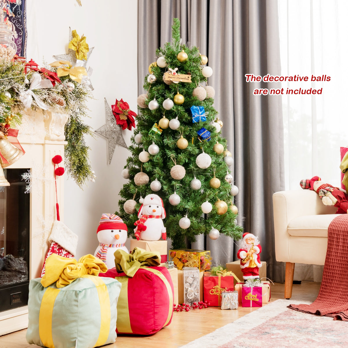 5 Ft Pre-Lit Multi-Colored Fiber Optic Artificial Christmas Tree - Costway