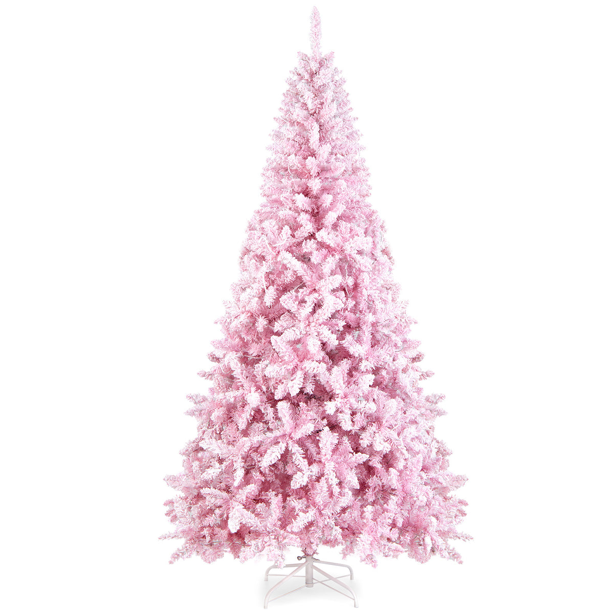 7.5 Feet Flocked Artificial Christmas Tree with LED Lights, 8 Modes