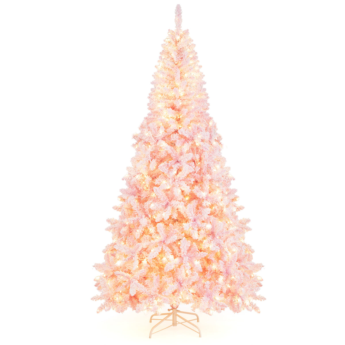 7.5 Feet Flocked Artificial Christmas Tree with LED Lights, 8 Modes