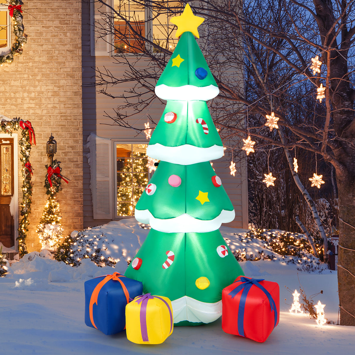 Inflatable Christmas Tree with LED Lights & Gift Boxes - 6ft Outdoor Indoor Decor