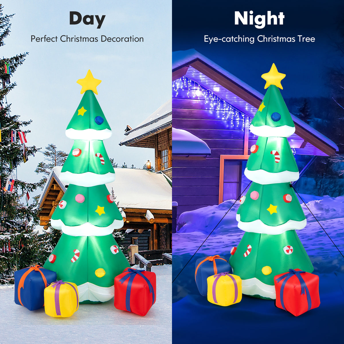 Inflatable Christmas Tree with LED Lights & Gift Boxes - 6ft Outdoor Indoor Decor