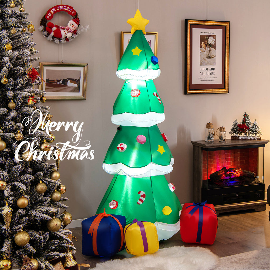 Inflatable Christmas Tree with LED Lights & Gift Boxes - 6ft Outdoor Indoor Decor
