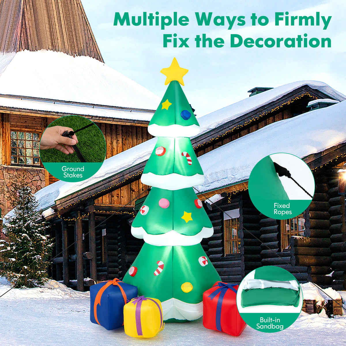 Inflatable Christmas Tree with LED Lights & Gift Boxes - 6ft Outdoor Indoor Decor