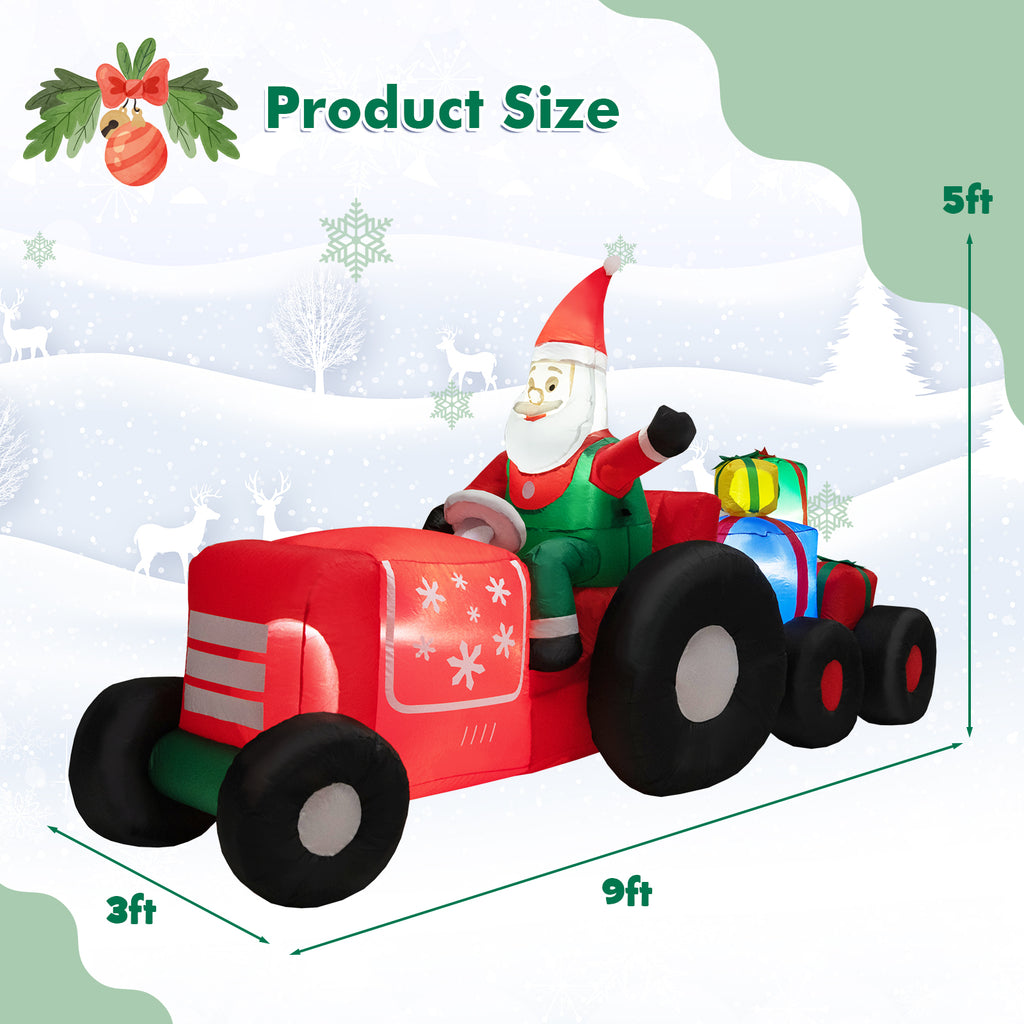 9Ft Christmas Inflatable Santa Driving Car with Gifts - Outdoor Holiday Decor
