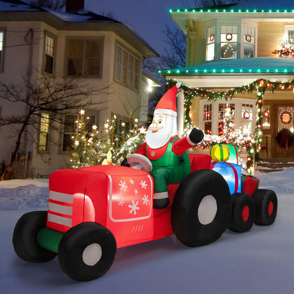 9Ft Christmas Inflatable Santa Driving Car with Gifts - Outdoor Holiday Decor