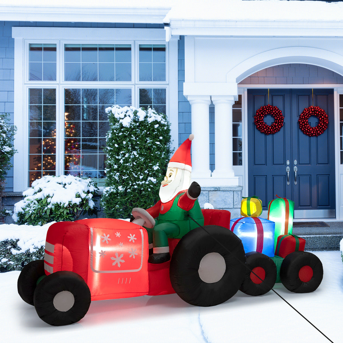 9Ft Christmas Inflatable Santa Driving Car with Gifts - Outdoor Holiday Decor