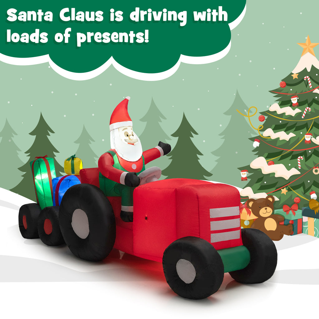 9Ft Christmas Inflatable Santa Driving Car with Gifts - Outdoor Holiday Decor
