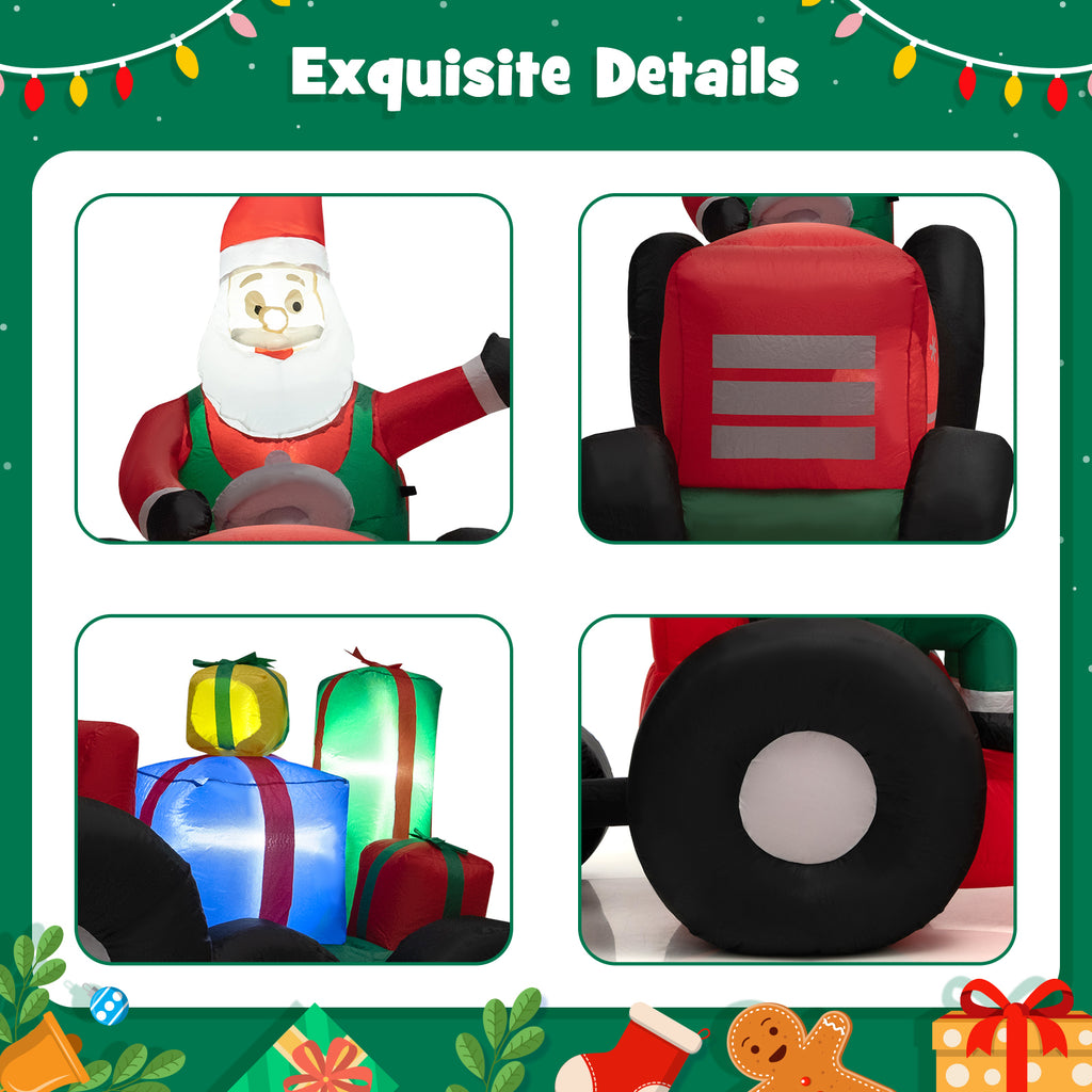 9Ft Christmas Inflatable Santa Driving Car with Gifts - Outdoor Holiday Decor