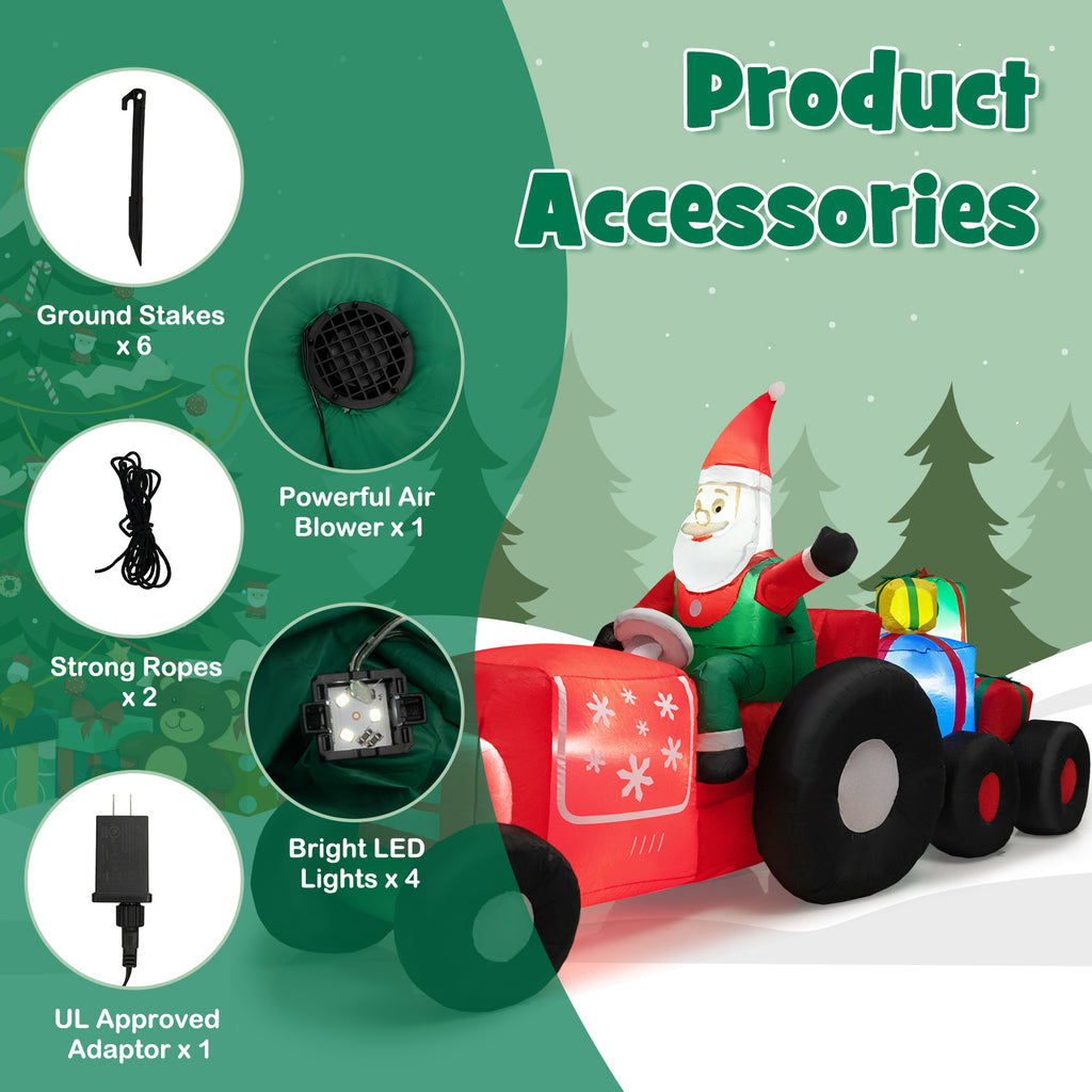 9Ft Christmas Inflatable Santa Driving Car with Gifts - Outdoor Holiday Decor