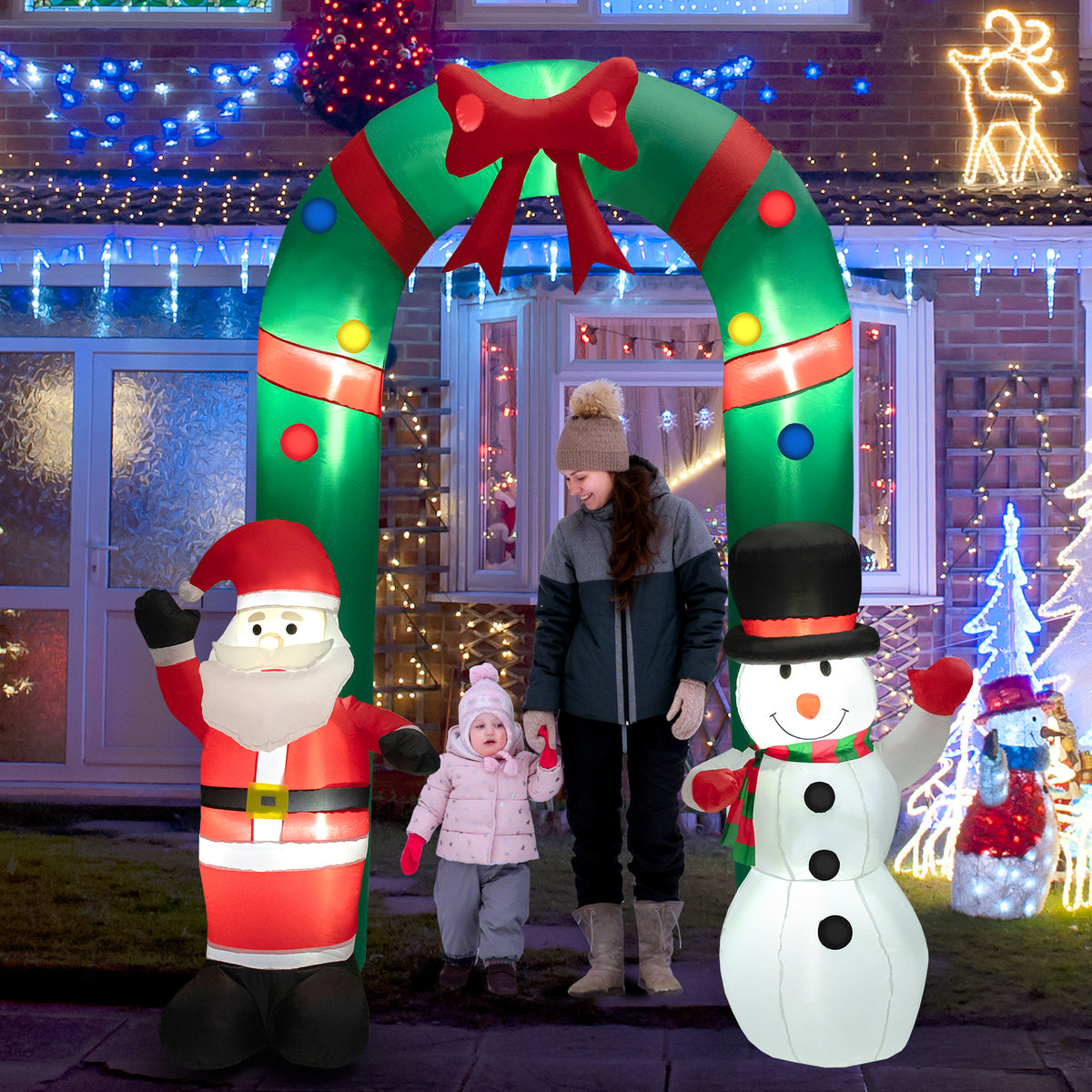 Christmas Inflatable Archway with Santa Claus & Snowman - B Style 8 Feet