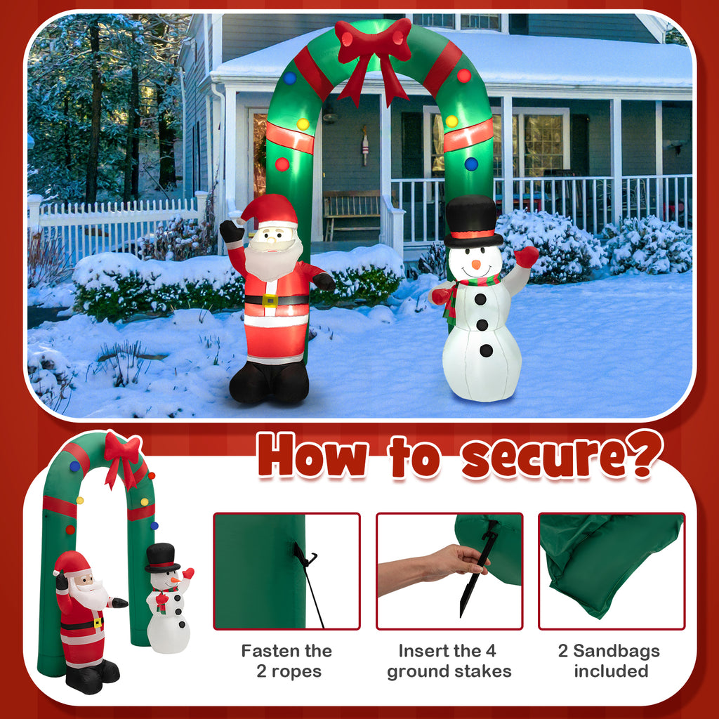 Christmas Inflatable Archway with Santa Claus & Snowman - B Style 8 Feet