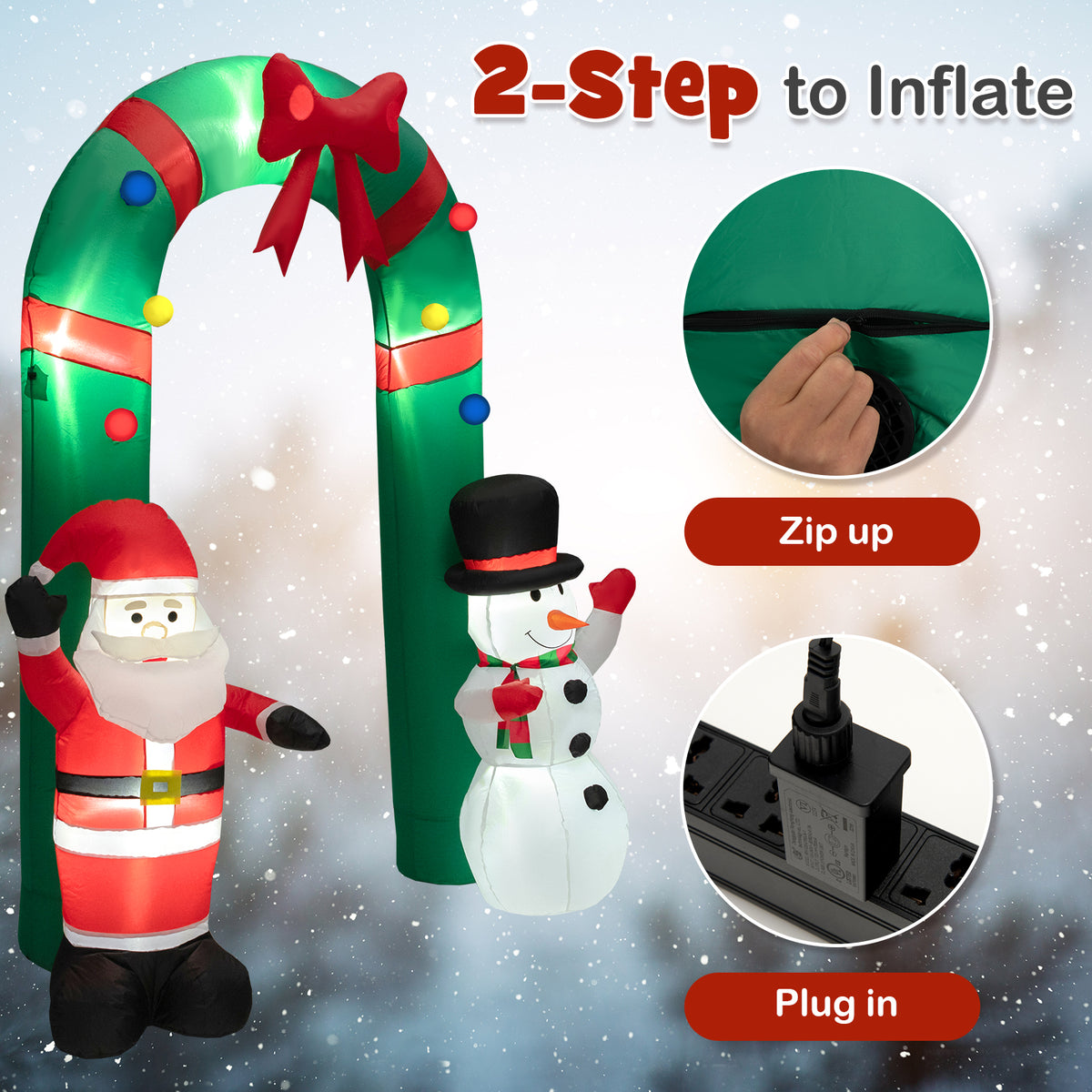 Christmas Inflatable Archway with Santa Claus & Snowman - B Style 8 Feet