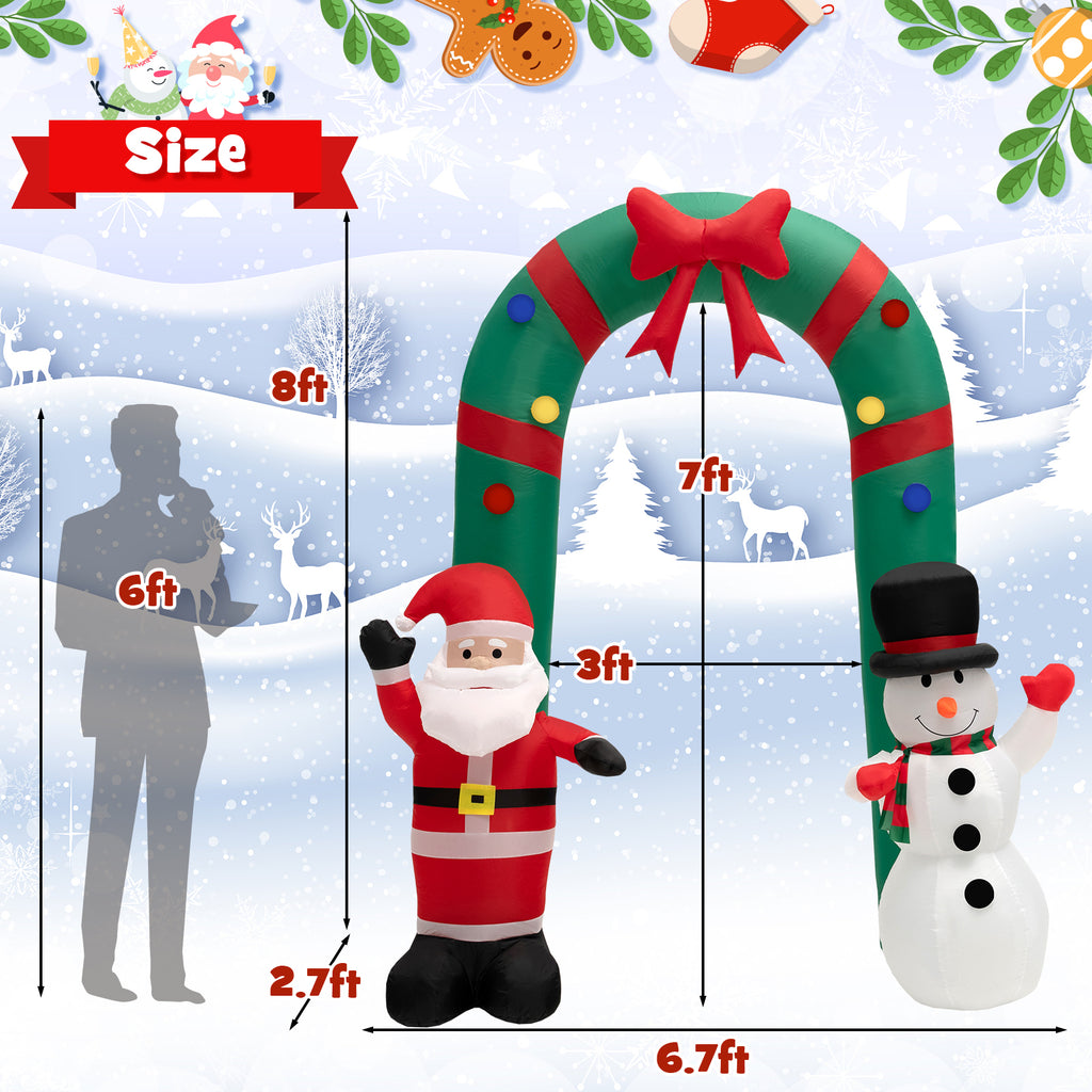 Christmas Inflatable Archway with Santa Claus & Snowman - B Style 8 Feet