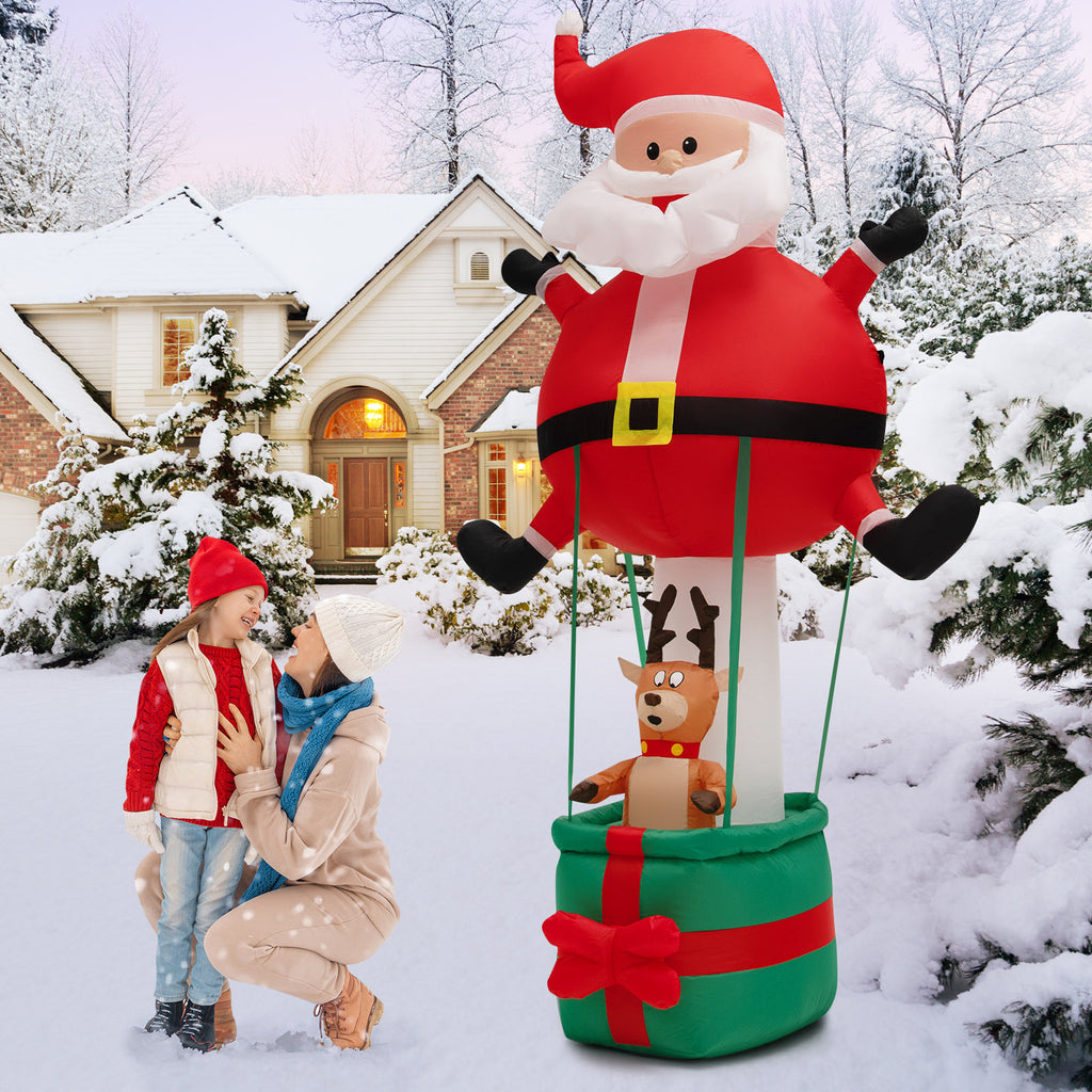 8 Feet Inflatable Santa Claus and Reindeer with Hot Air Balloon Variation - Christmas Yard Decor