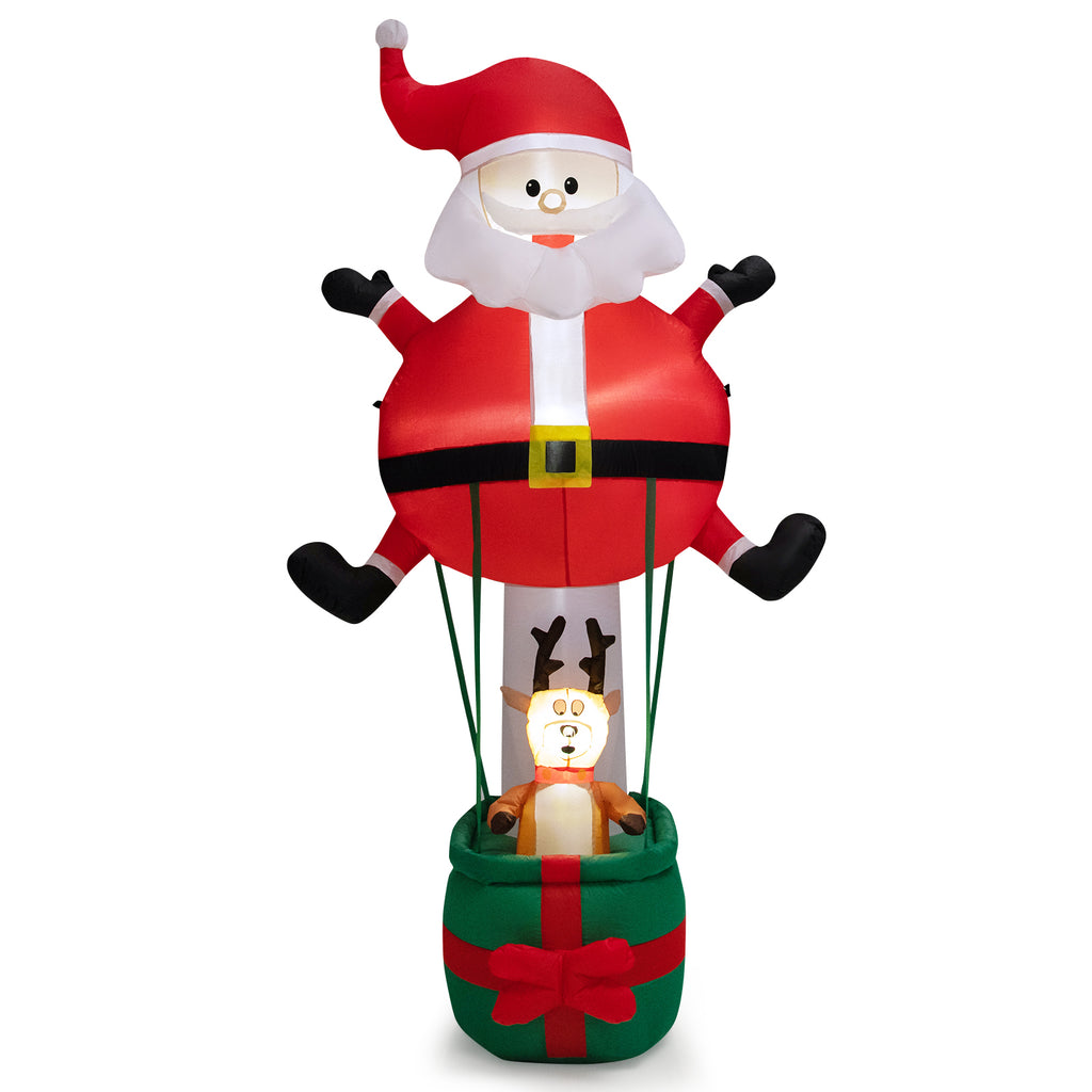 8 Feet Inflatable Santa Claus and Reindeer with Hot Air Balloon Variation - Christmas Yard Decor