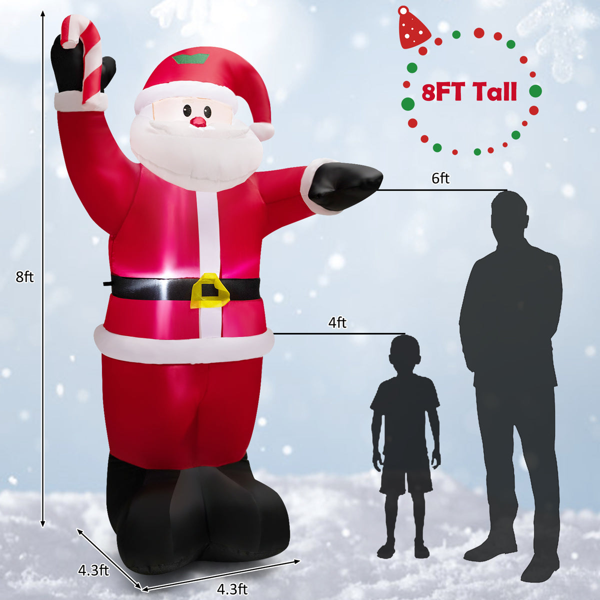 Inflatable Santa Claus Decoration with Waving Style - 8ft Outdoor Xmas Yard Decor