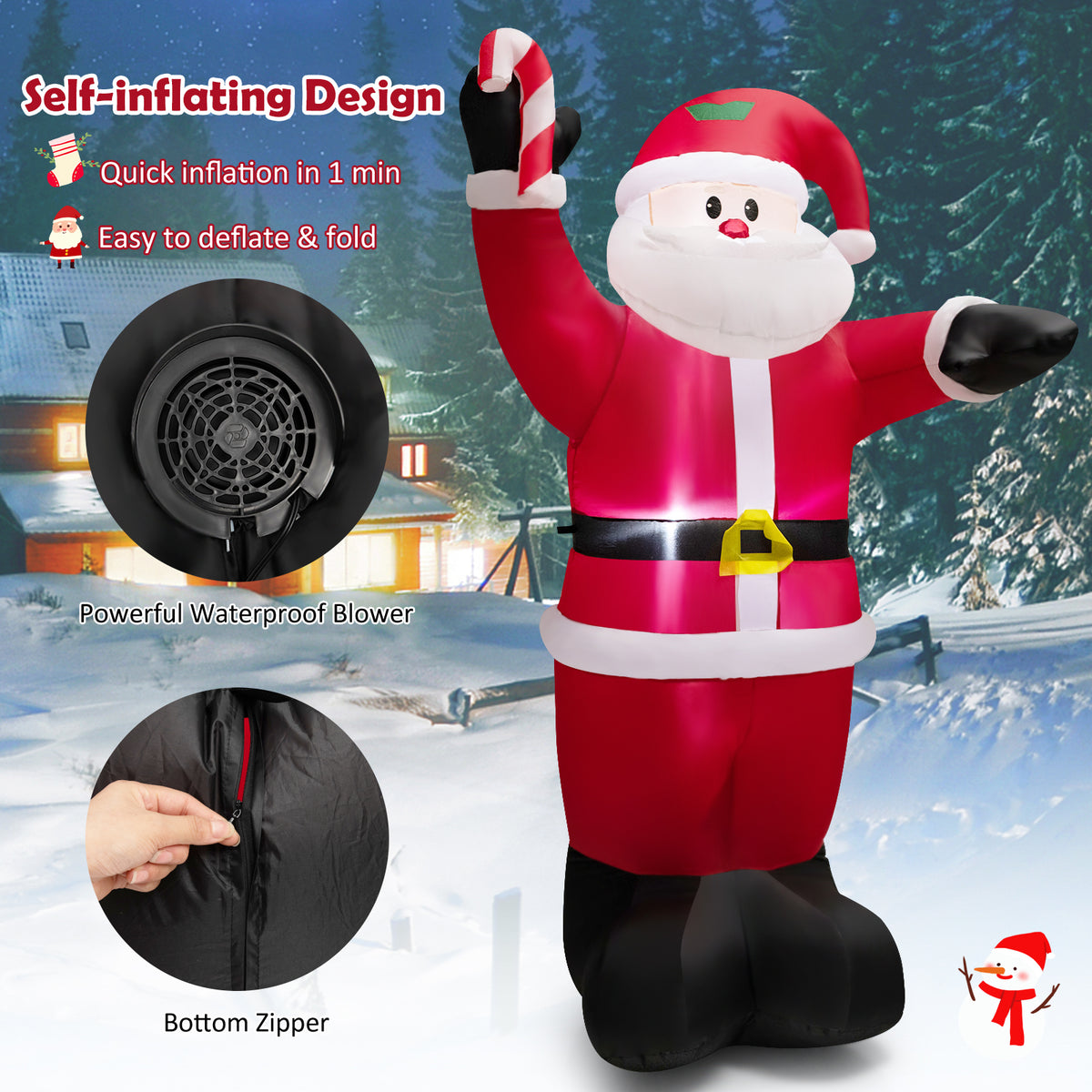 Inflatable Santa Claus Decoration with Waving Style - 8ft Outdoor Xmas Yard Decor