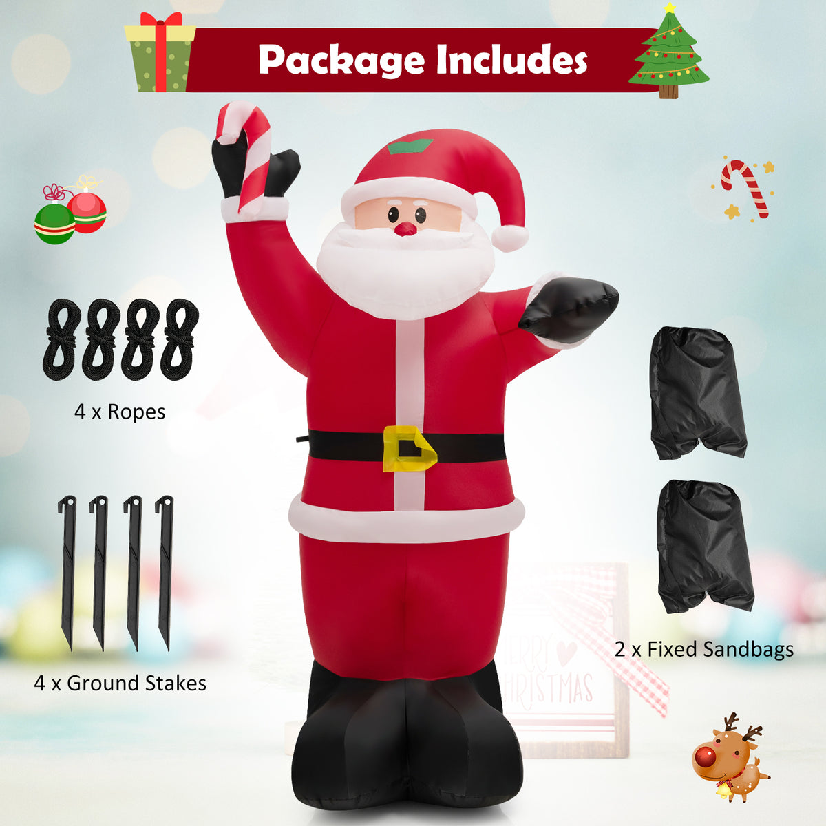 Inflatable Santa Claus Decoration with Waving Style - 8ft Outdoor Xmas Yard Decor