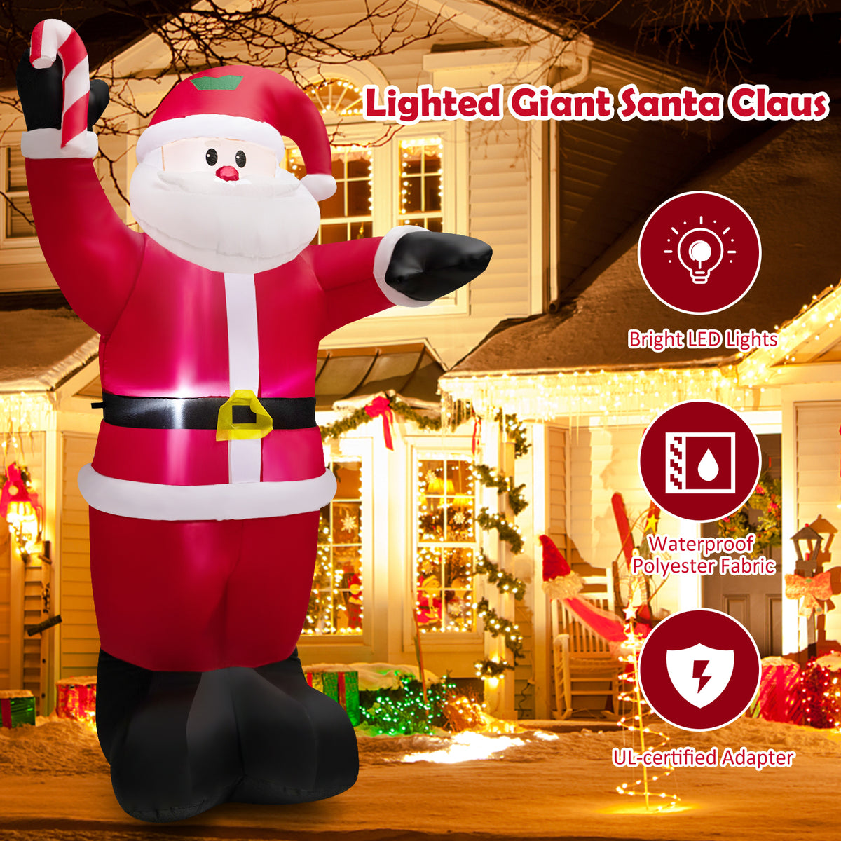 Inflatable Santa Claus Decoration with Waving Style - 8ft Outdoor Xmas Yard Decor