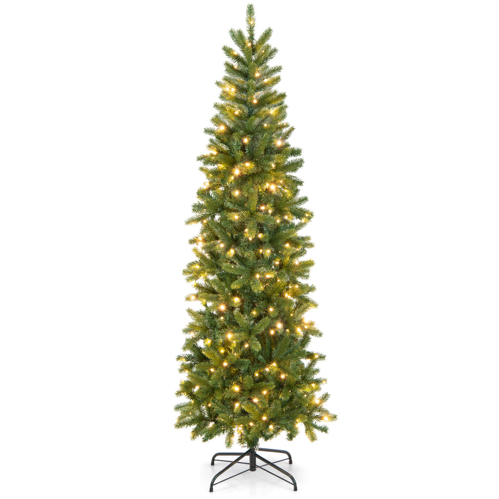 Pre-Lit Artificial Christmas Tree with 648 PVC PE Tips, 6ft Slim Design, 270 LED Lights