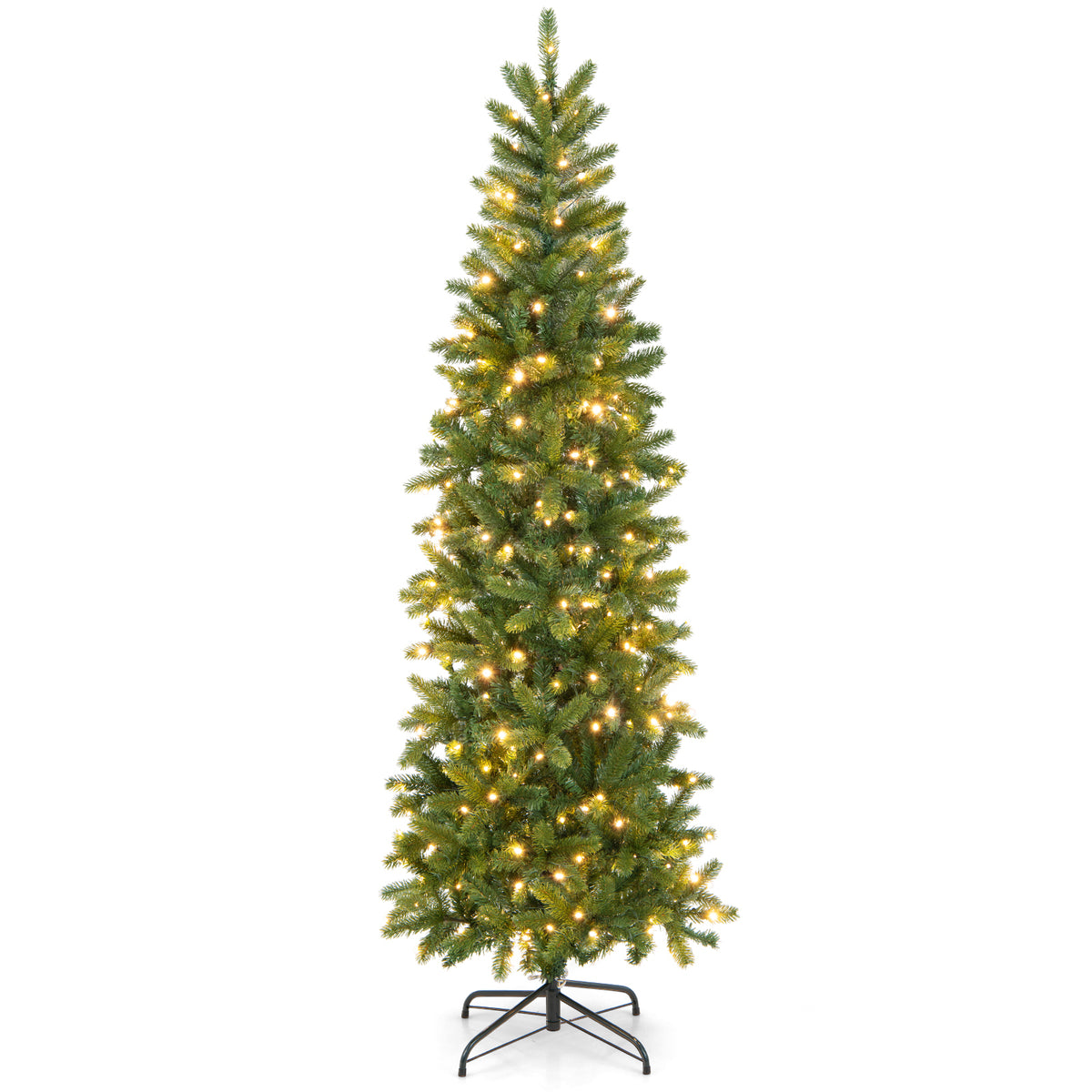 Pre-Lit Artificial Christmas Tree with 648 PVC PE Tips, 6ft Slim Design, 270 LED Lights