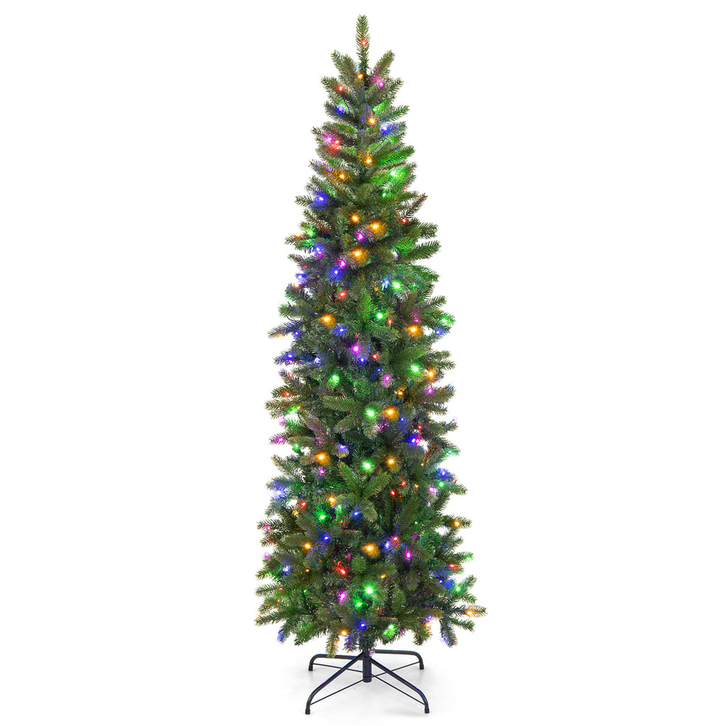 Pre-Lit Artificial Christmas Tree with 648 PVC PE Tips, 6ft Slim Design, 270 LED Lights