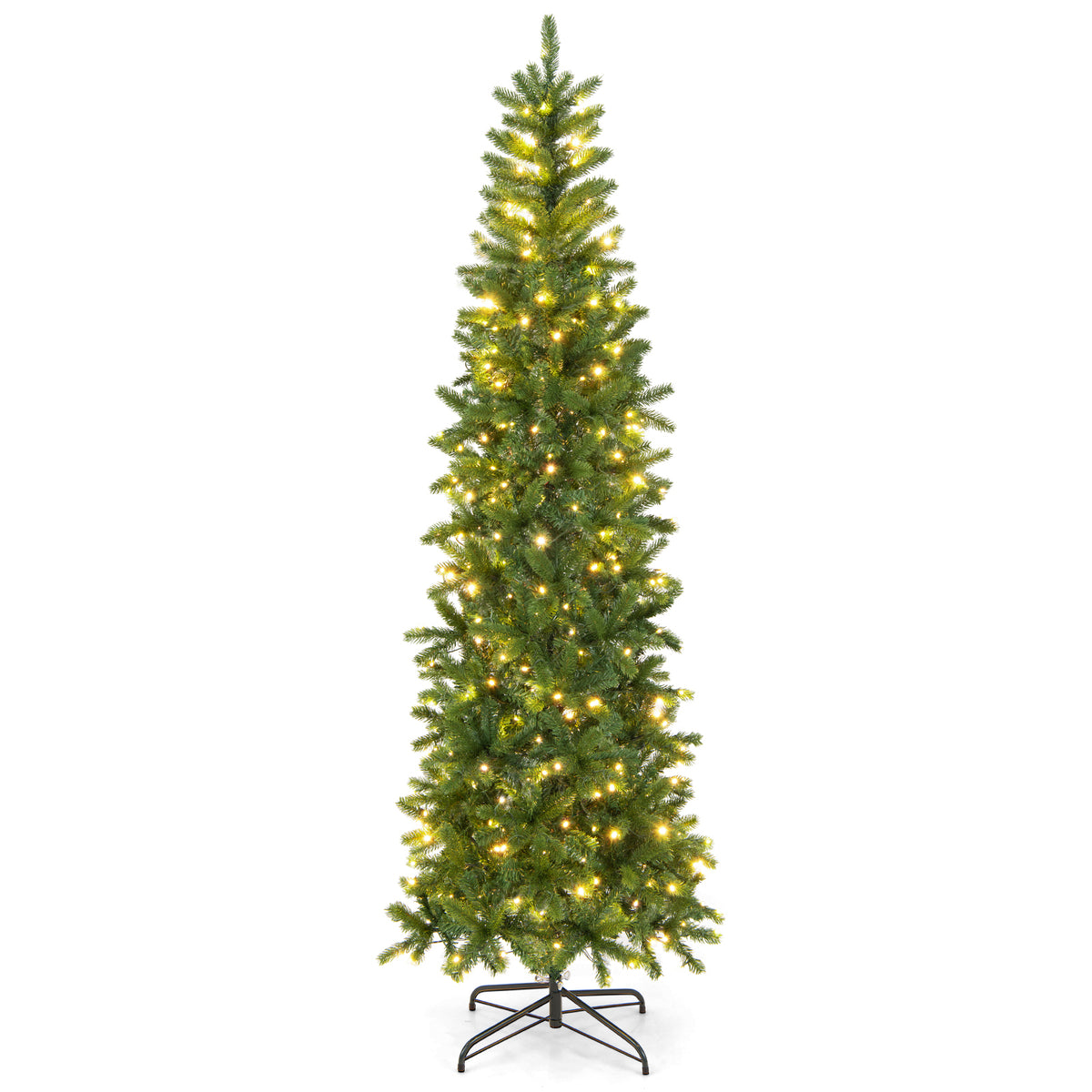 Pre-lit Artificial Christmas Tree 7.5ft with LED Lights, Lifelike Tips & Stable Metal Stand